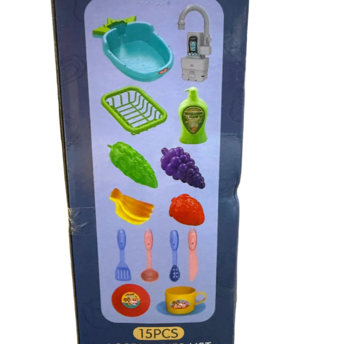 Kitchen Sink Toy  15 Pcs Set – Simulated Dishwashing with Real Water & Accessories (3+ Years)