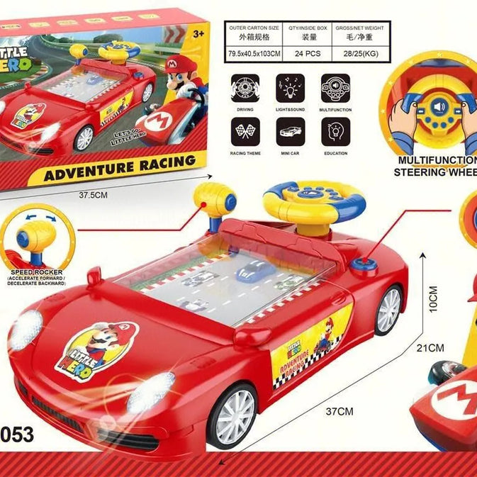 Mario Adventure Racing Toy Car – Little Hero Driving Game with Steering Wheel (3+ Years)