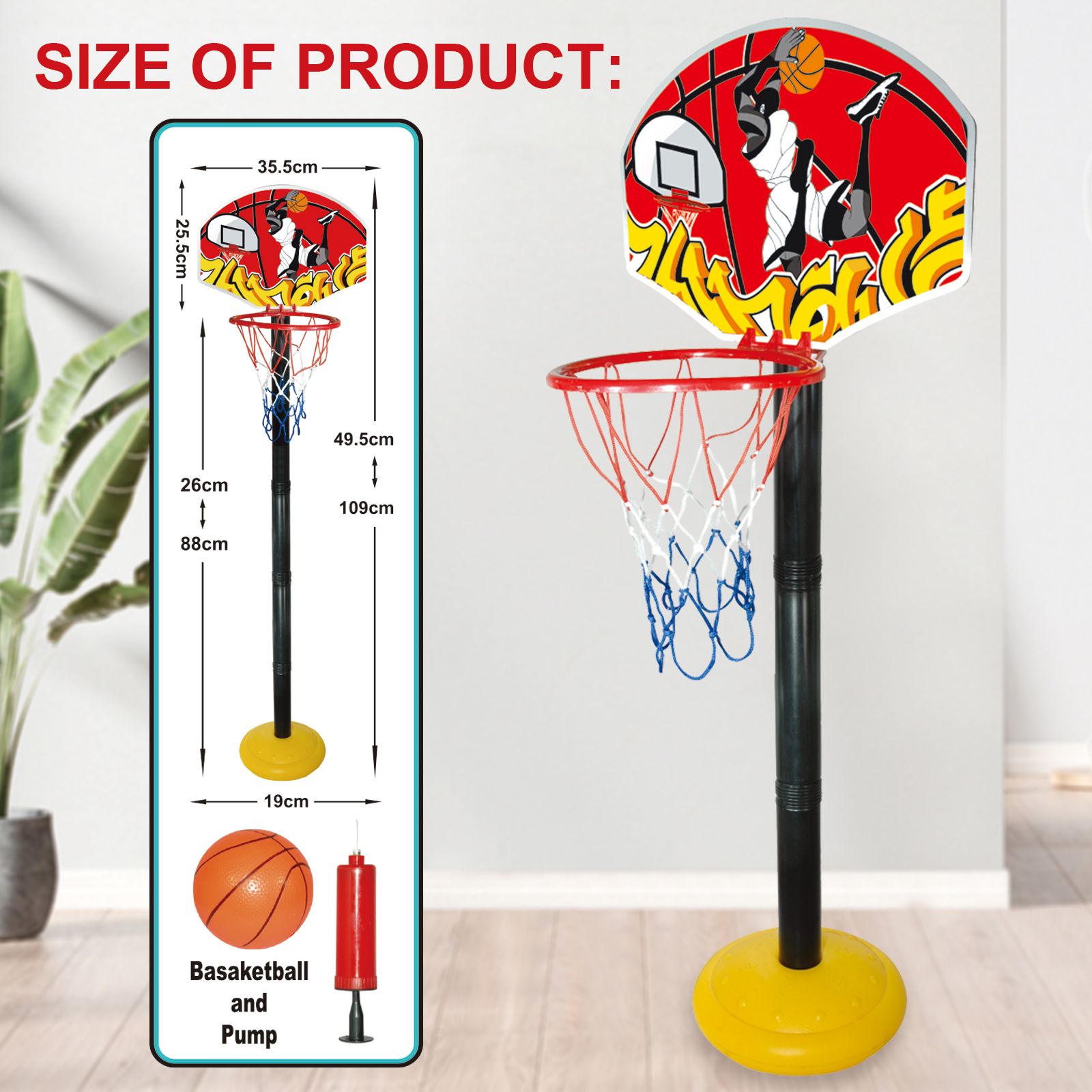 Plastic Sports Adjustable Basketball Hoop Set for Kids – Indoor & Outdoor Play