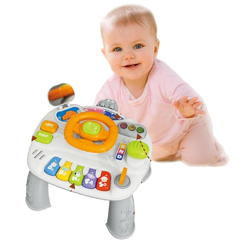 Multifunctional Cartoon Steering Wheel Activity Table for Kids – Musical Learning Game with Lights & Sounds