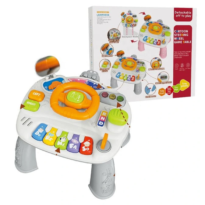 Multifunctional Cartoon Steering Wheel Activity Table for Kids – Musical Learning Game with Lights & Sounds