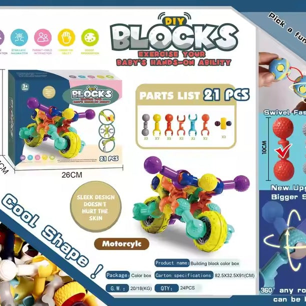 DIY Building Blocks Set for Kids – 21 Pcs Hands-On Construction Toy