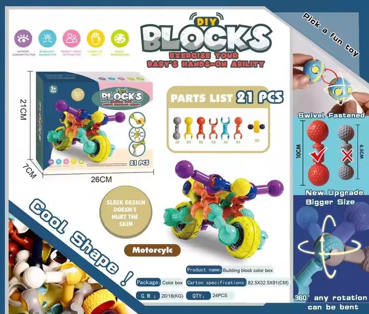 DIY Building Blocks Set for Kids – 21 Pcs Hands-On Construction Toy