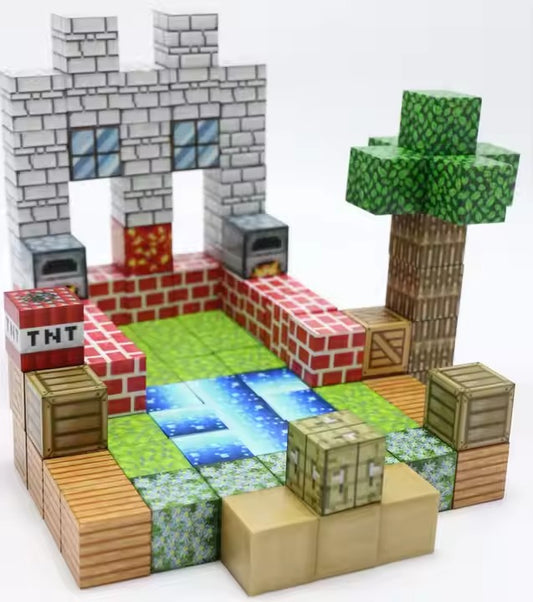 Super World Magnetic Cube – 128 Pcs Building Set for Kids (Minecraft Style)