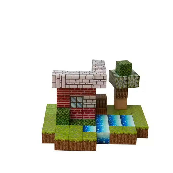 Super World Magnetic Cube – 128 Pcs Building Set for Kids (Minecraft Style)