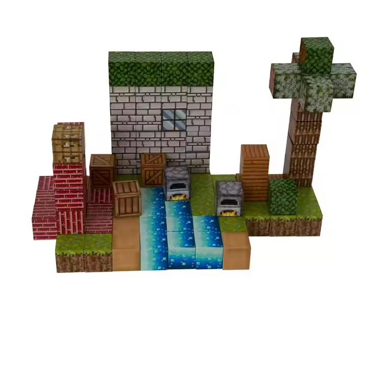 Super World Magnetic Cube – 128 Pcs Building Set for Kids (Minecraft Style)