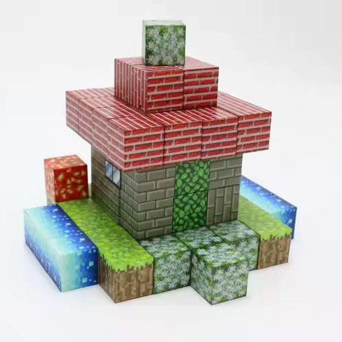 Super World Magnetic Cube – 128 Pcs Building Set for Kids (Minecraft Style)