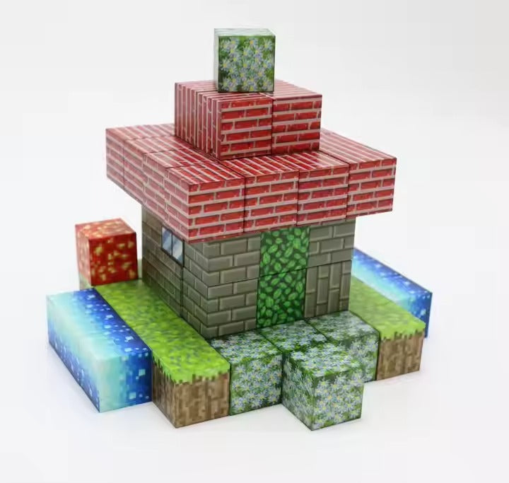 Super World Magnetic Cube – 128 Pcs Building Set for Kids (Minecraft Style)