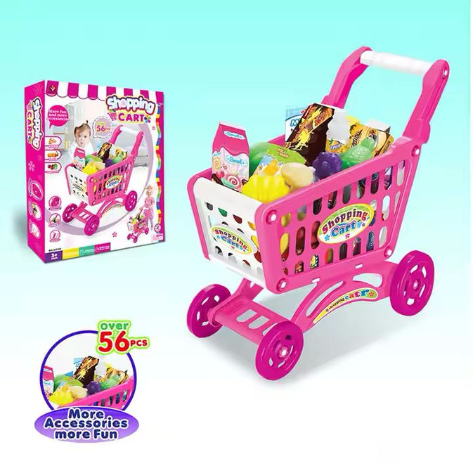 Kids Shopping Cart Playset – 56+ Grocery Items for Pretend Supermarket Fun (3+ Years)