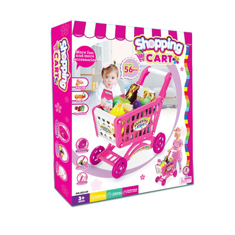 Kids Shopping Cart Playset – 56+ Grocery Items for Pretend Supermarket Fun (3+ Years)