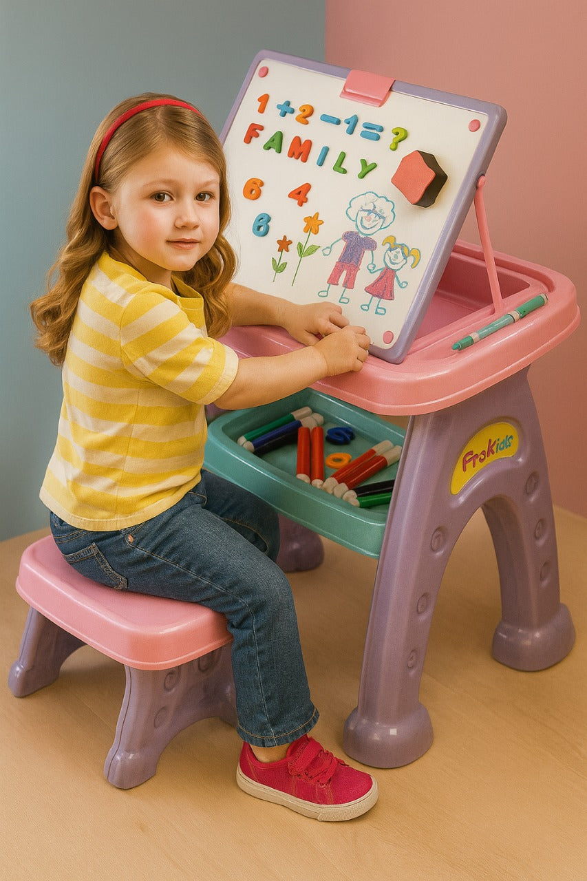 Kids Drawing Projector Desk – Light-Up Art Station with Stool