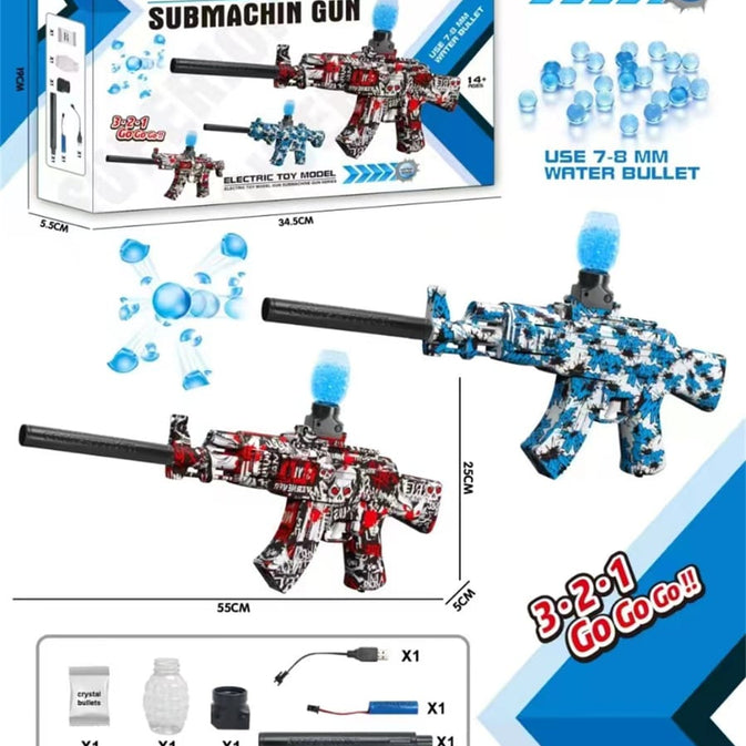 Submachine Gun Electric Gel Ball Blaster Toy Outdoor Play, Rechargeable Fun