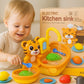 Electric Kitchen Sink Toy – 14-Piece  Playset with Water Circulation for Kids Tiger Design