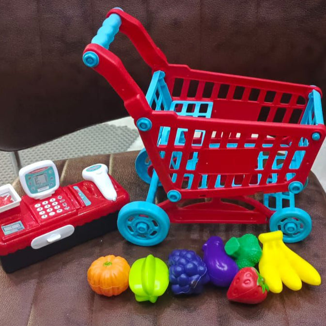 Mini Supermarket & Kitchen Playset Bundle – Fridge, Oven, Shopping Cart & Cash Register