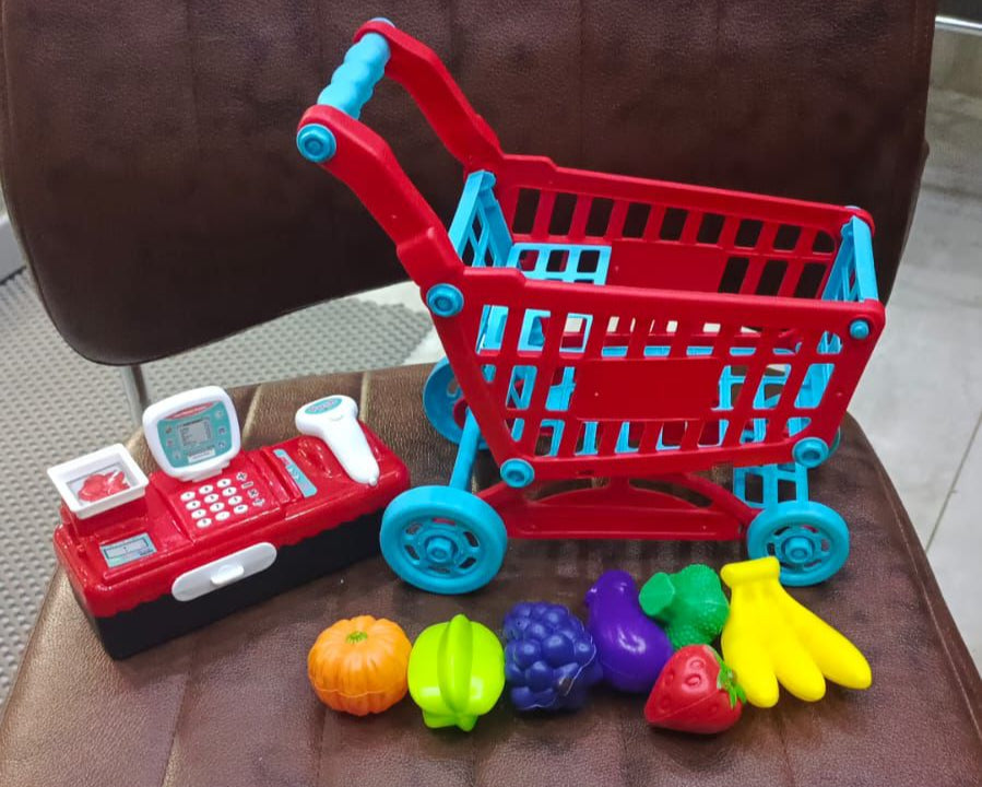 Mini Supermarket & Kitchen Playset Bundle – Fridge, Oven, Shopping Cart & Cash Register
