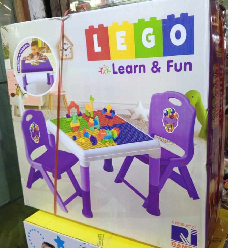 2-in-1 Kids Building Block Table & 2 Chairs Set – Convertible Activity Desk with Bricks & Storage (Ages 2–6)