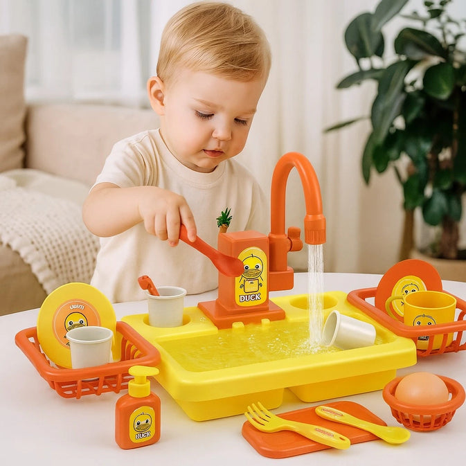 Duck Kitchen Sink Toy Set – Fun Styling Playset with Real Water Flow (3+ Years)