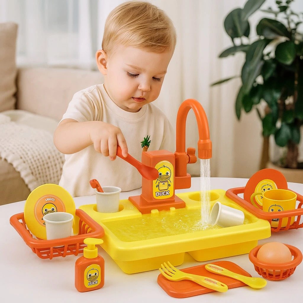 Duck Kitchen Sink Toy Set – Fun Styling Playset with Real Water Flow (3+ Years)