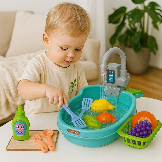 Kitchen Sink Toy  15 Pcs Set – Simulated Dishwashing with Real Water & Accessories (3+ Years)