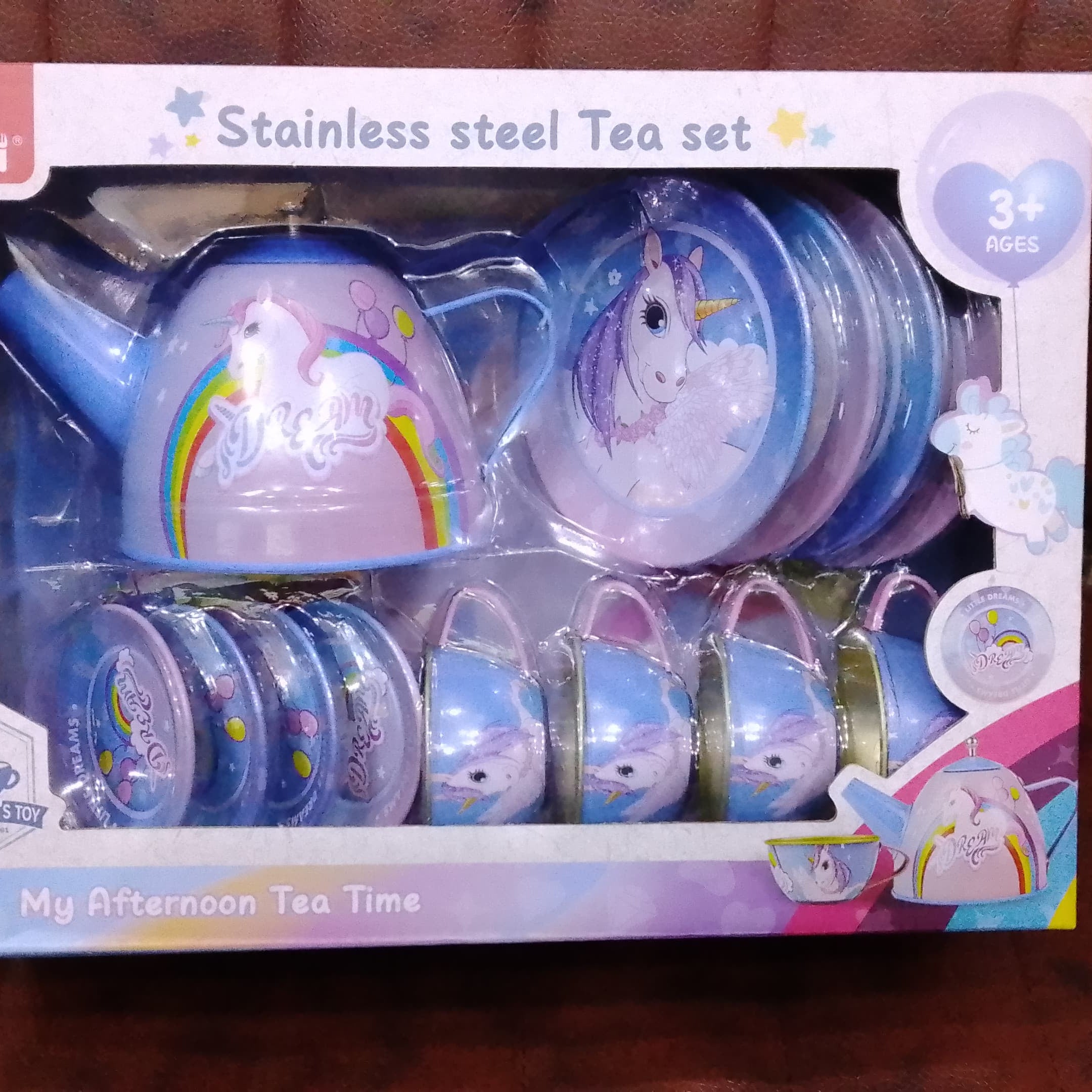 15-Piece Kids Metal Tea Set – Design Pretend Play Toy for Girls Ages 3+