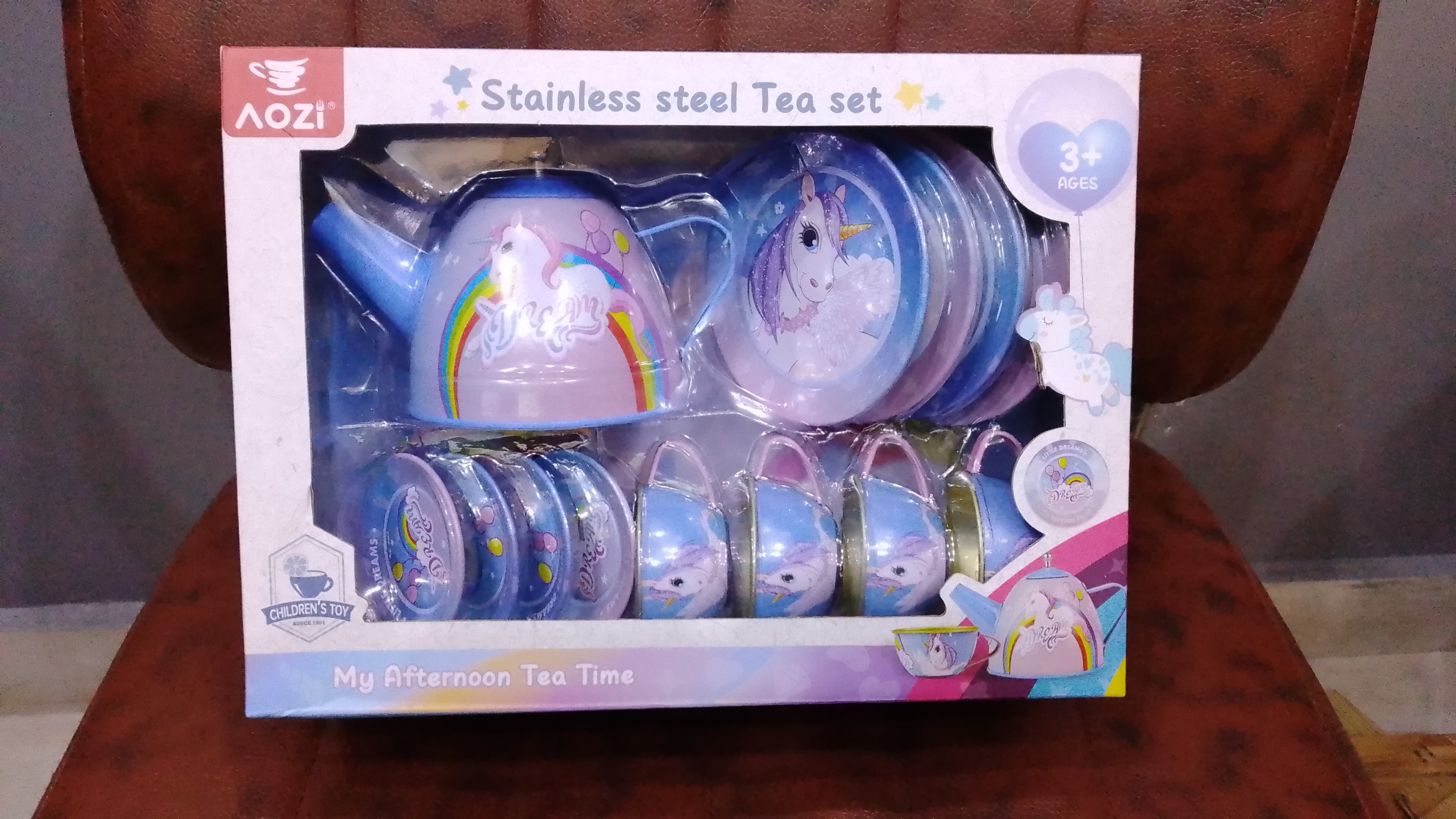 15-Piece Kids Metal Tea Set – Design Pretend Play Toy for Girls Ages 3+