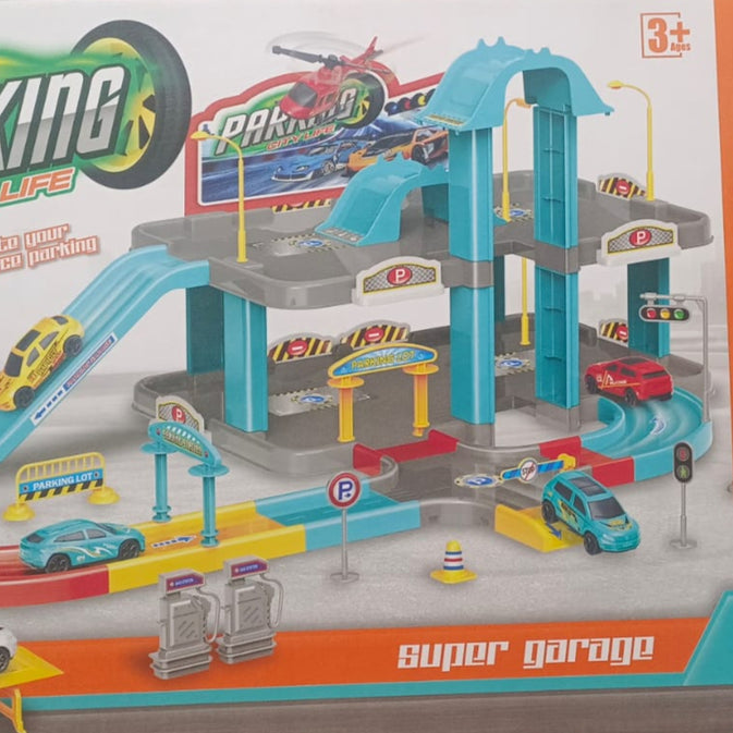 Parking City Life Super Garage Playset – 91 PCS with 4 Die-Cast Cars
