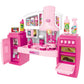 Pink Kids Toy Kitchen Playset with Lights, Sounds, Fridge & Oven – Pretend Cooking Set for Girls