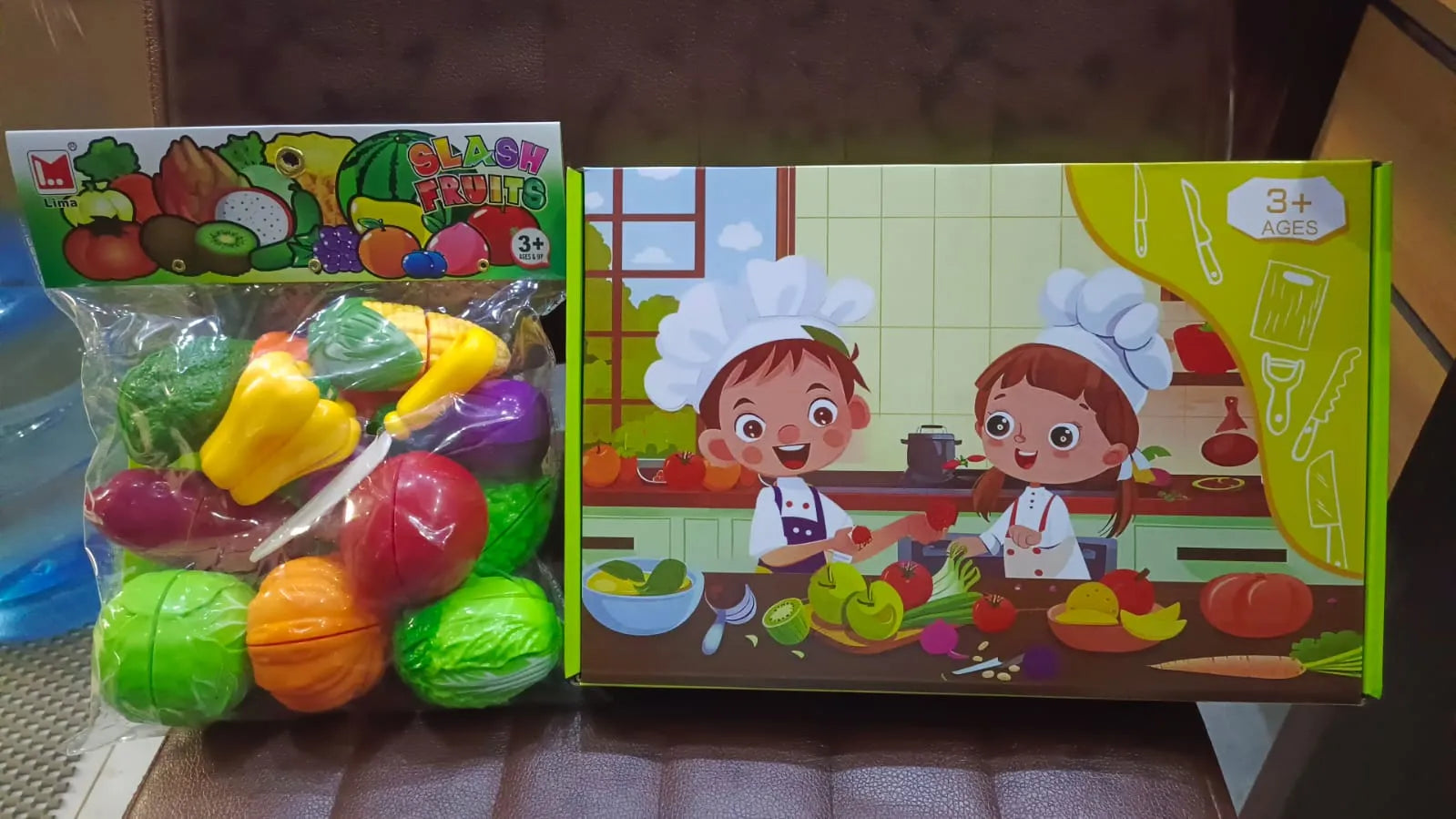 Perfect Kids Kitchen Set + Colorful Fruit & Vegetable Cutting Toy ( Pack 2 )