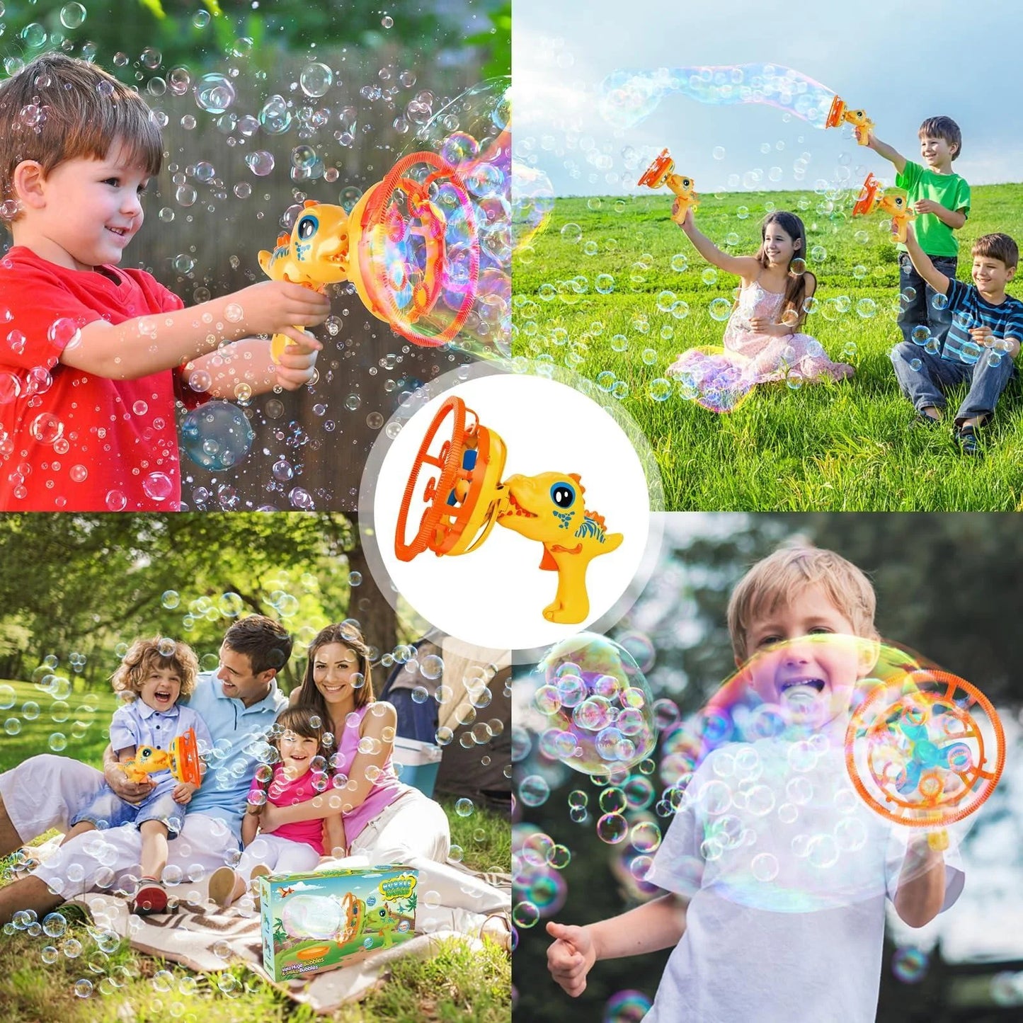 Electric Dinosaur Bubble Gun Machine – Automatic Bubble