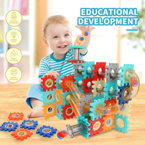 STEM Gear & Ball Track Set – Build, Roll & Learn Puzzle Blocks (98+ Pcs)