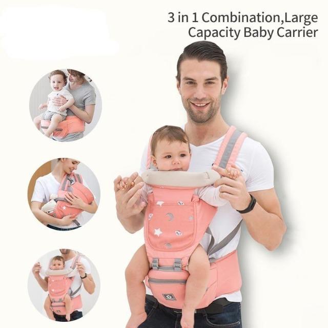 EasyWear 3-in-1 Baby Carrier with Detachable Hip Seat | Ergonomic & Comfortable | Pink Colors