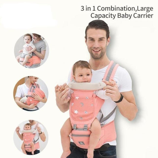 EasyWear 3-in-1 Baby Carrier with Detachable Hip Seat | Ergonomic & Comfortable | Pink Colors