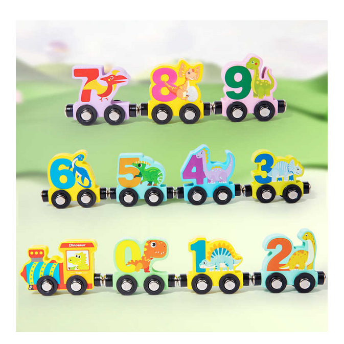Wooden Magnetic Train with Numbers: Colorful Play & Learn