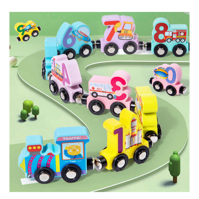 Wooden Magnetic Train with Numbers: Colorful Play & Learn