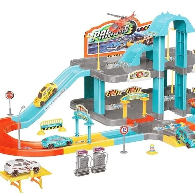 Parking City Life Super Garage Playset – 91 PCS with 4 Die-Cast Cars