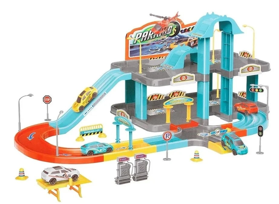 Parking City Life Super Garage Playset – 91 PCS with 4 Die-Cast Cars