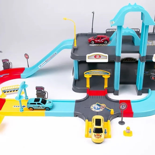 Parking City Life Super Garage Playset – 91 PCS with 4 Die-Cast Cars