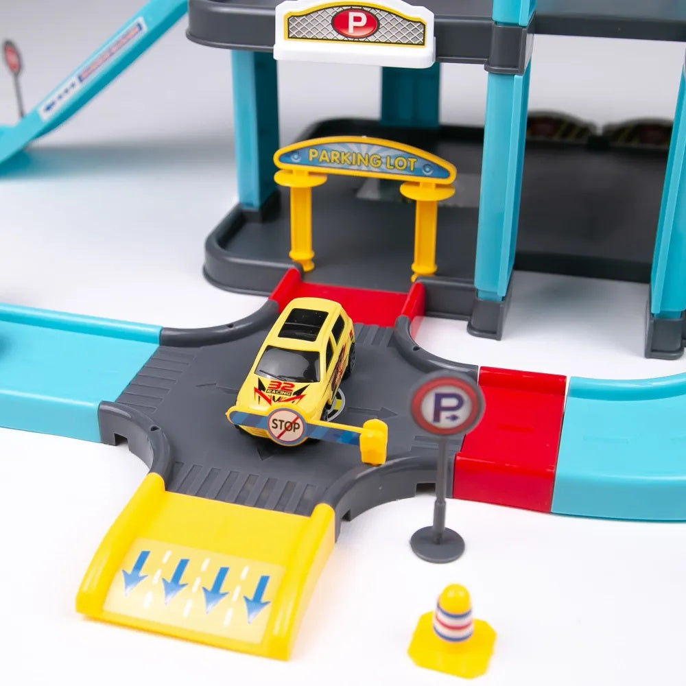 Parking City Life Super Garage Playset – 91 PCS with 4 Die-Cast Cars