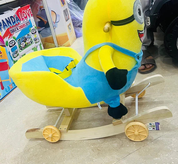 2-in-1 Plush Animal Rocking Chair with Wheels –  Minion (Only For Karachi Customers)