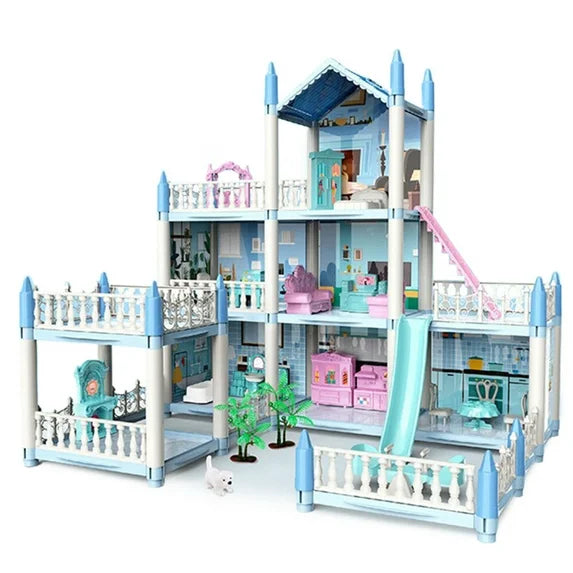 Deluxe Dollhouse Playset Multi-Level with Furniture (Ground+2 Floors)
