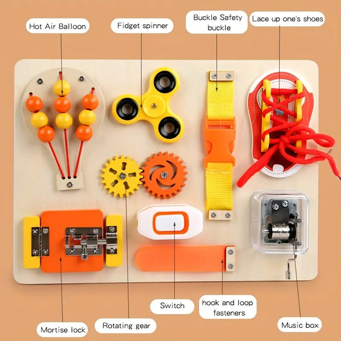 Montessori Busy Board – Sensory Activity Board for Toddlers