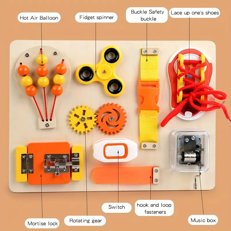 Montessori Busy Board – Sensory Activity Board for Toddlers