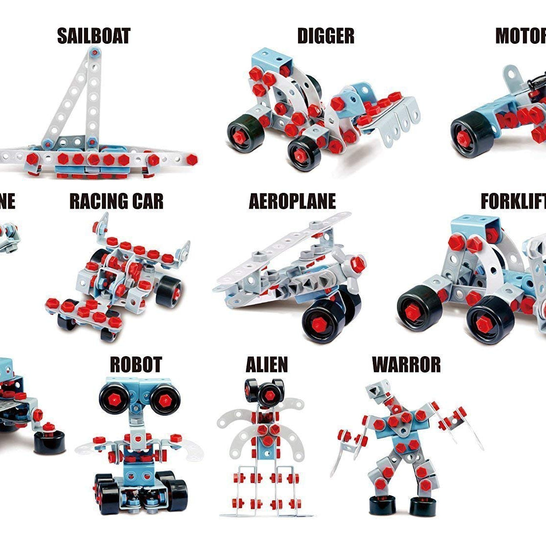 Junior Block 10-in-1 Construction Building Set with Electric Drill – 286 PCS (Ages 6+)