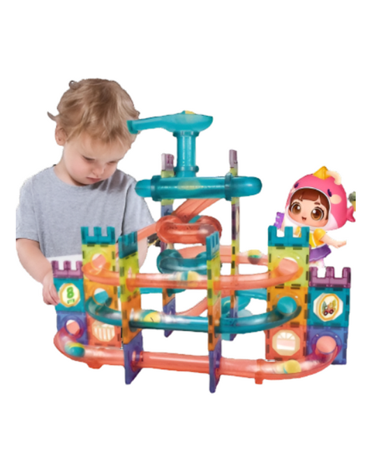 DIY Magic Magnetic Marble Run Blocks Set – 111 Pcs STEM Construction Toy
