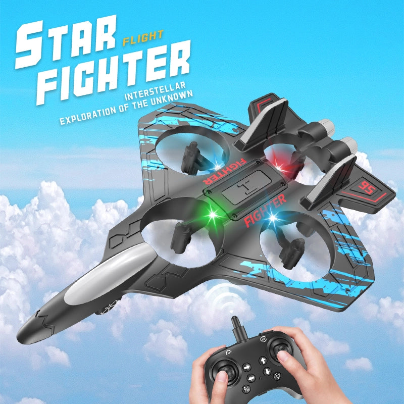 2.4G RC Foam Jet Fighter Plane – 360° Stunt Glider with LED Lights