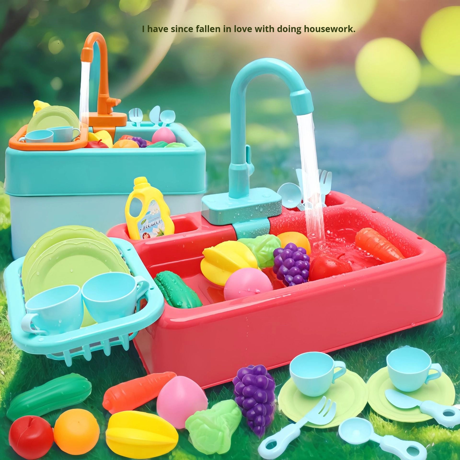 Wash Basin Kitchen Sink Toy With Accessories For Kids