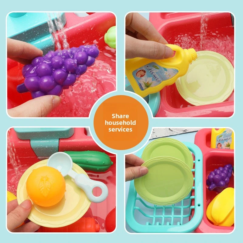 Wash Basin Kitchen Sink Toy With Accessories For Kids