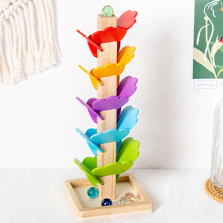 Rainbow Drop Tree – Wooden Ball Run for Focus & Fine Motor Skills