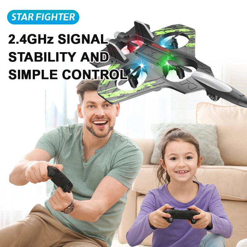2.4G RC Foam Jet Fighter Plane – 360° Stunt Glider with LED Lights