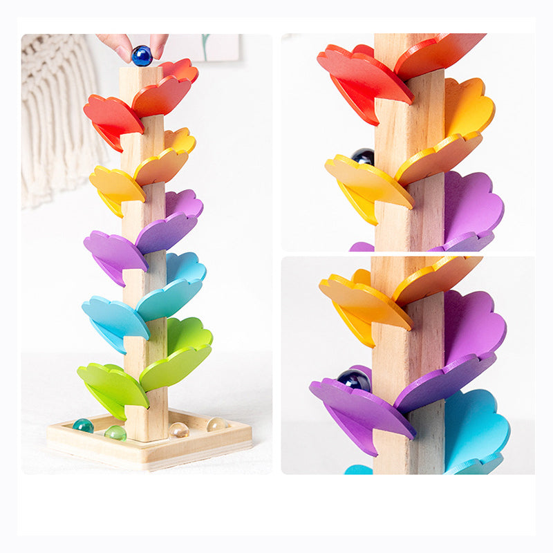 Rainbow Drop Tree – Wooden Ball Run for Focus & Fine Motor Skills